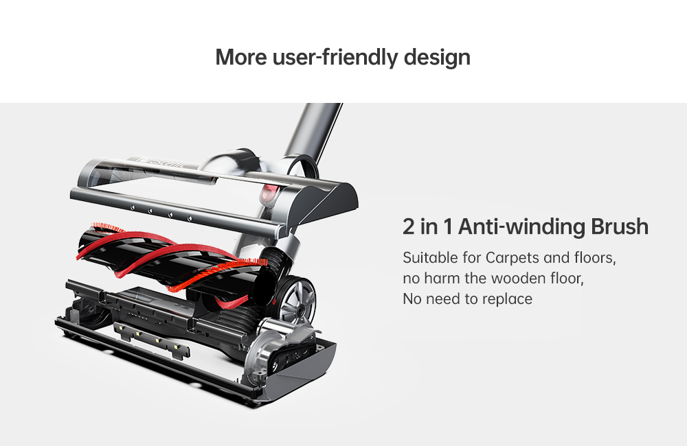 Proscenic P11 Handheld Cordless Vacuum Cleaner 25000pa 450W 2 in 1 Vacuuming Mopping ,Touch Screen, Removable & Rechargeable 2500mAh Battery, Lightweight Vacuum for Hard Floor, Carpet, Pet Hair- Gray