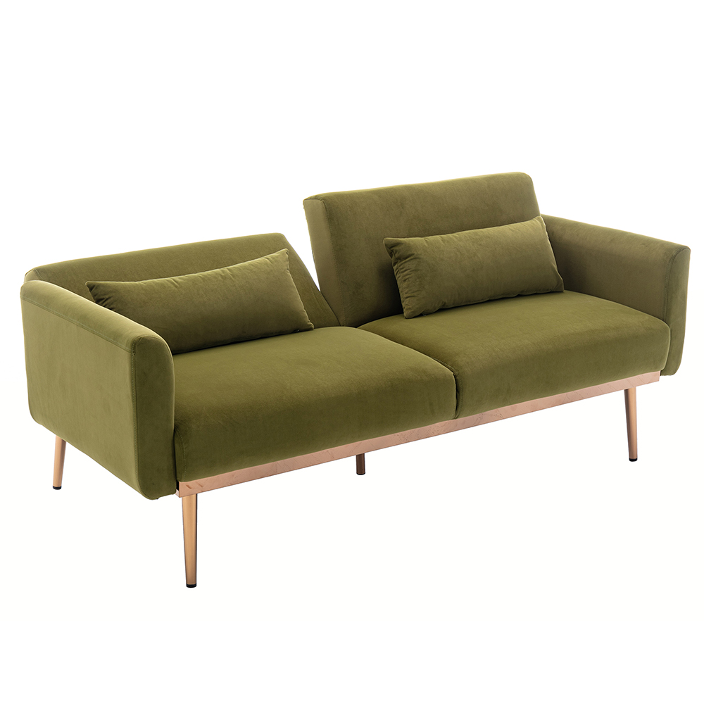 COOLMORE 2seat Velvet Upholstered Sofa Bed Green
