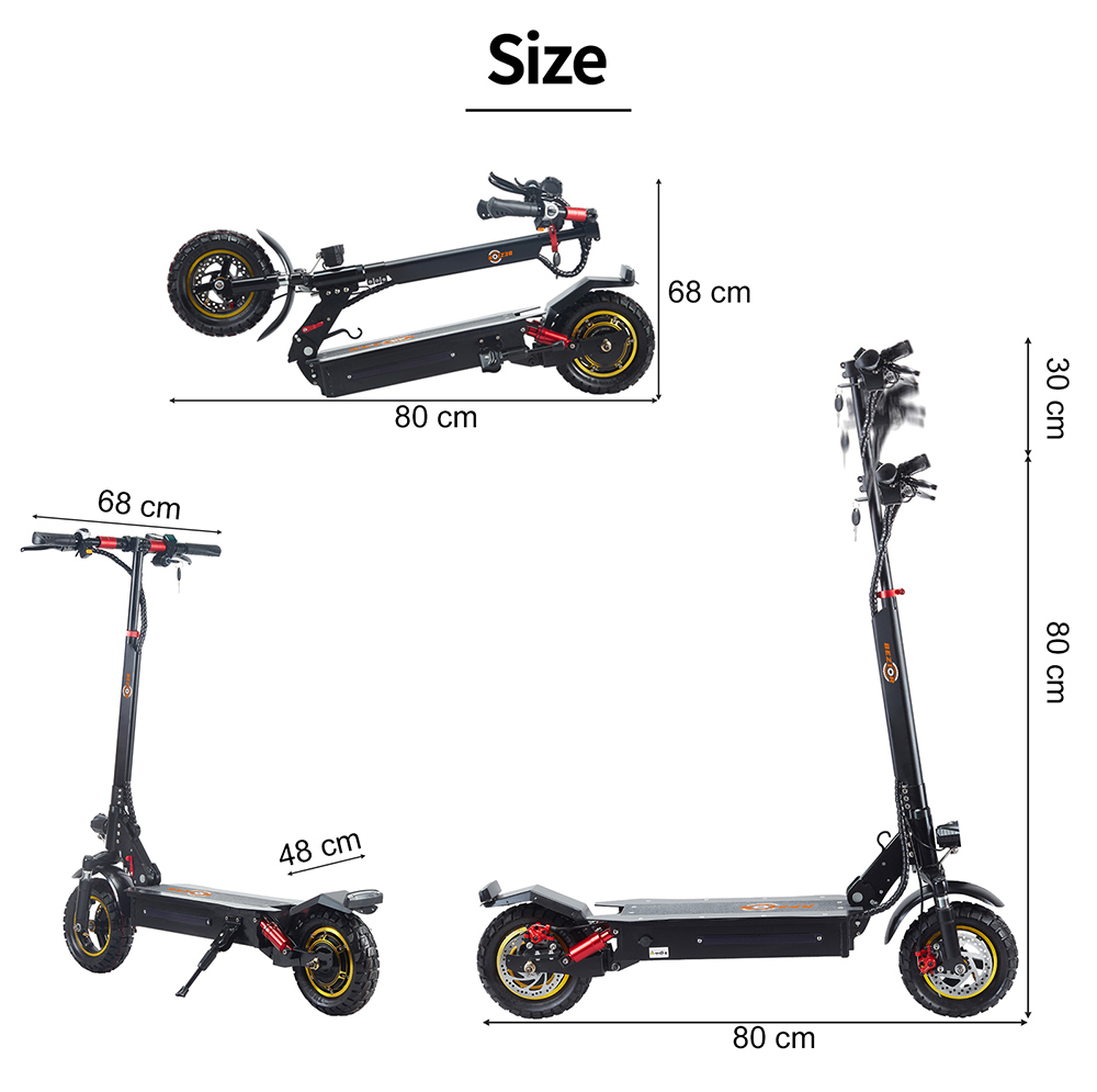 BEZIOR S1 Off-Road Electric Scooter 13Ah Battery 1000W Motor up to 50KM Travel mileage 10 inch Wheel 45Km/h Disk Brake aluminum alloy Body - Black