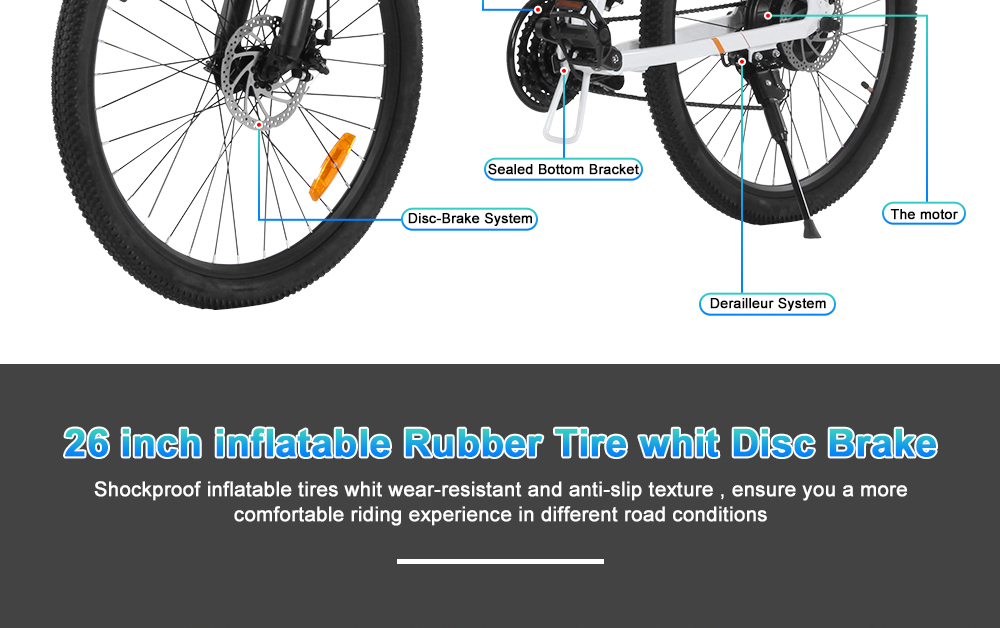 BEZIOR M26 Folding Electric Bike 48V 10Ah Battery 500W Brushless Motor 26 inch Tire Aluminum Alloy Frame Shimano 7-speed Shift Max Speed 30km/h LCD Meter Disk Brake - White