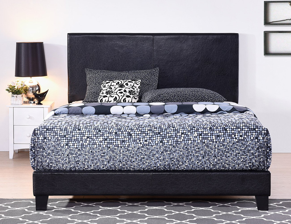 Vienna Full Size Faux Leather Upholstered Platform Bed Frame with Headboard, Spring Box Required (Frame Only) - Black