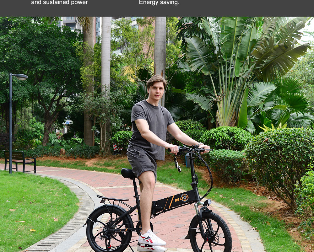 BEZIOR M20 Folding Electric Bike 48V 10.4Ah Battery 350W Brushless Motor 20 inch Tire Aluminum Alloy Frame Shimano 7-speed Shift Max Speed 35km/h LCD Meter Disk Brake - Black