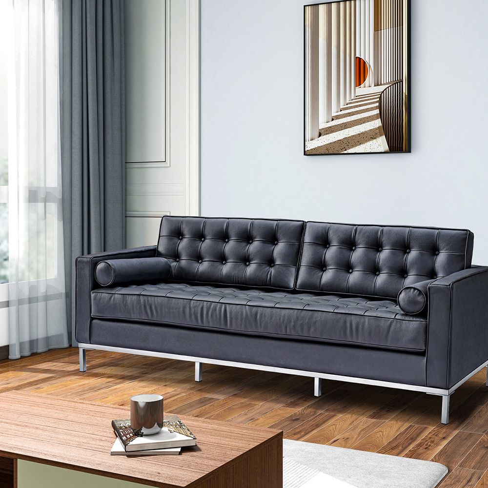 2-seat Velvet Sofa with Backrest and Armrests for Living Room, Bedroom, Office, Hotel, Bar - Black