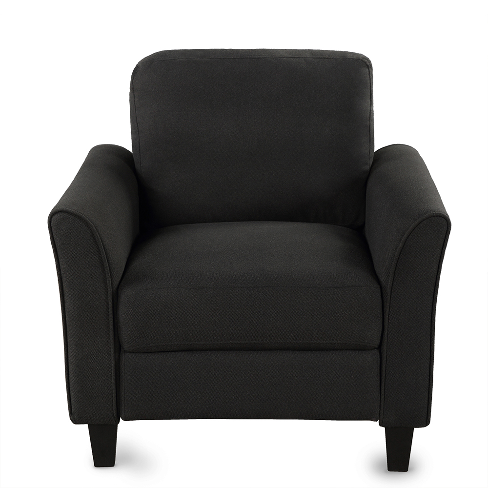 1+2-Seat Linen Upholstered Sofa with Wooden Frame, for Living Room, Bedroom, Office, Apartment - Black