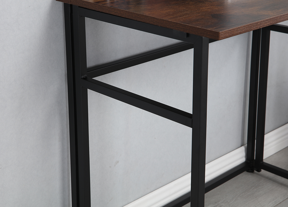 Home Office Folding Computer Desk with Particle Board Tabletop and Metal Frame - Brown