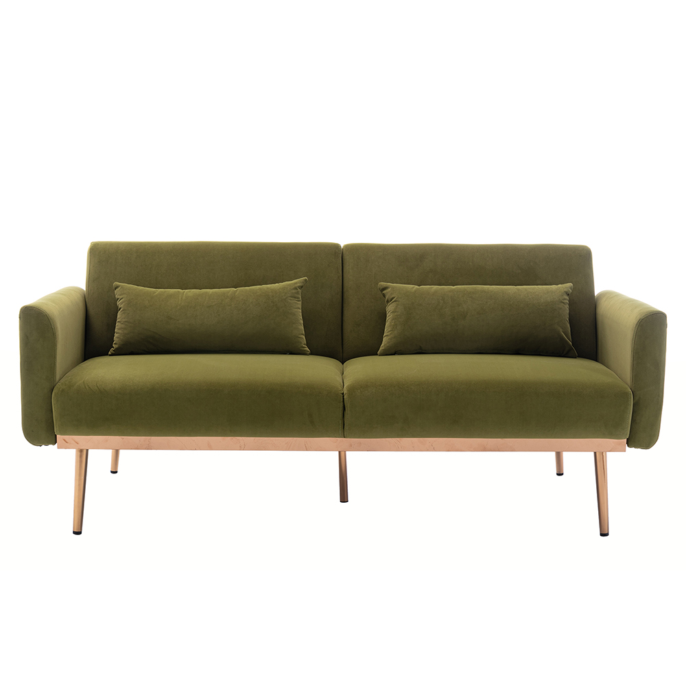 COOLMORE 2seat Velvet Upholstered Sofa Bed Green