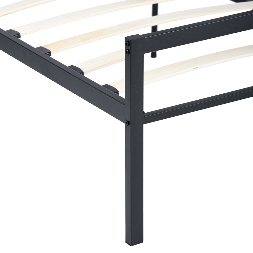 Queen Size Metal Platform Bed Frame with Headboard, Footboard, and Wooden Slats Support, No Spring Box Required (Frame Only) - Black