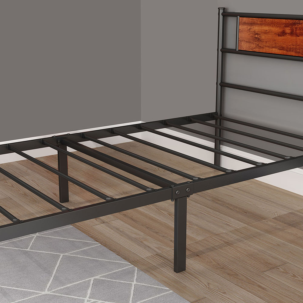 Twin Size Metal Platform Bed Frame with Headboard, and Metal Slats Support, Spring Box Required (Frame Only) - Black
