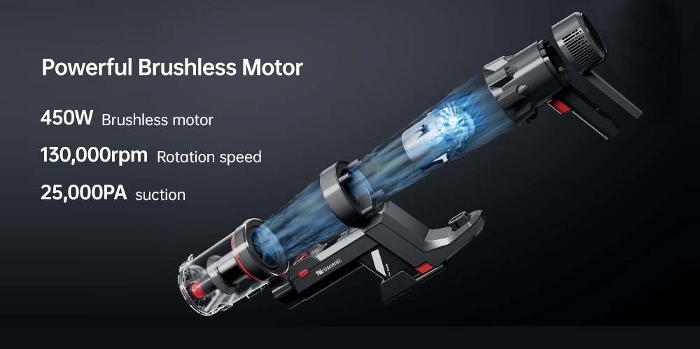 Proscenic P11 Handheld Cordless Vacuum Cleaner 25000pa 450W 2 in 1 Vacuuming Mopping ,Touch Screen, Removable & Rechargeable 2500mAh Battery, Lightweight Vacuum for Hard Floor, Carpet, Pet Hair- Gray