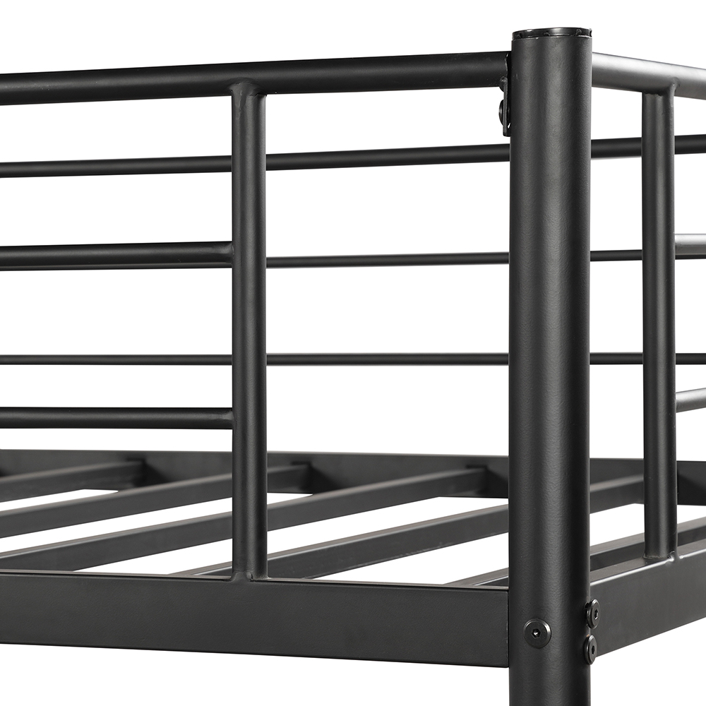 Twin-Over-Twin Size Bunk Bed Frame with Storage Shelf, and Metal Slats Support, No Spring Box Required (Frame Only) - Black