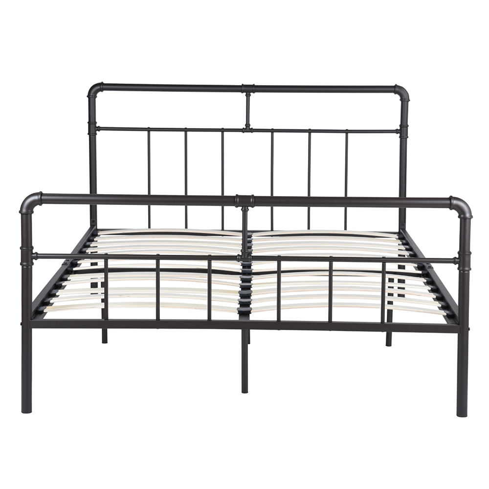 Full Size Metal Platform Bed Frame with Headboard, Footboard, and Wooden Slats Support, No Spring Box Required (Frame Only) - Black