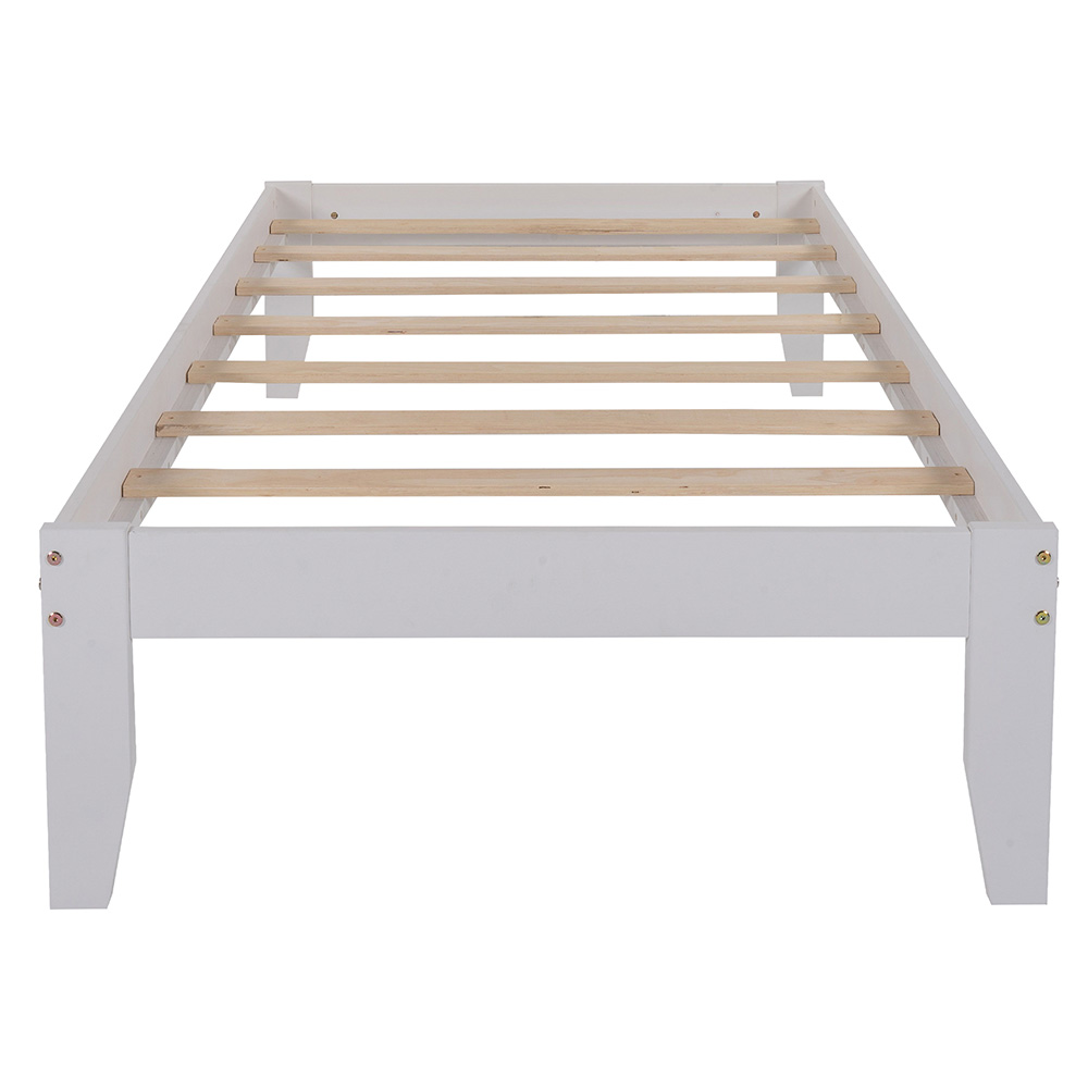 Twin-Size Platform Bed Frame with Wooden Slats Support, No Box Spring Needed (Only Frame) - White