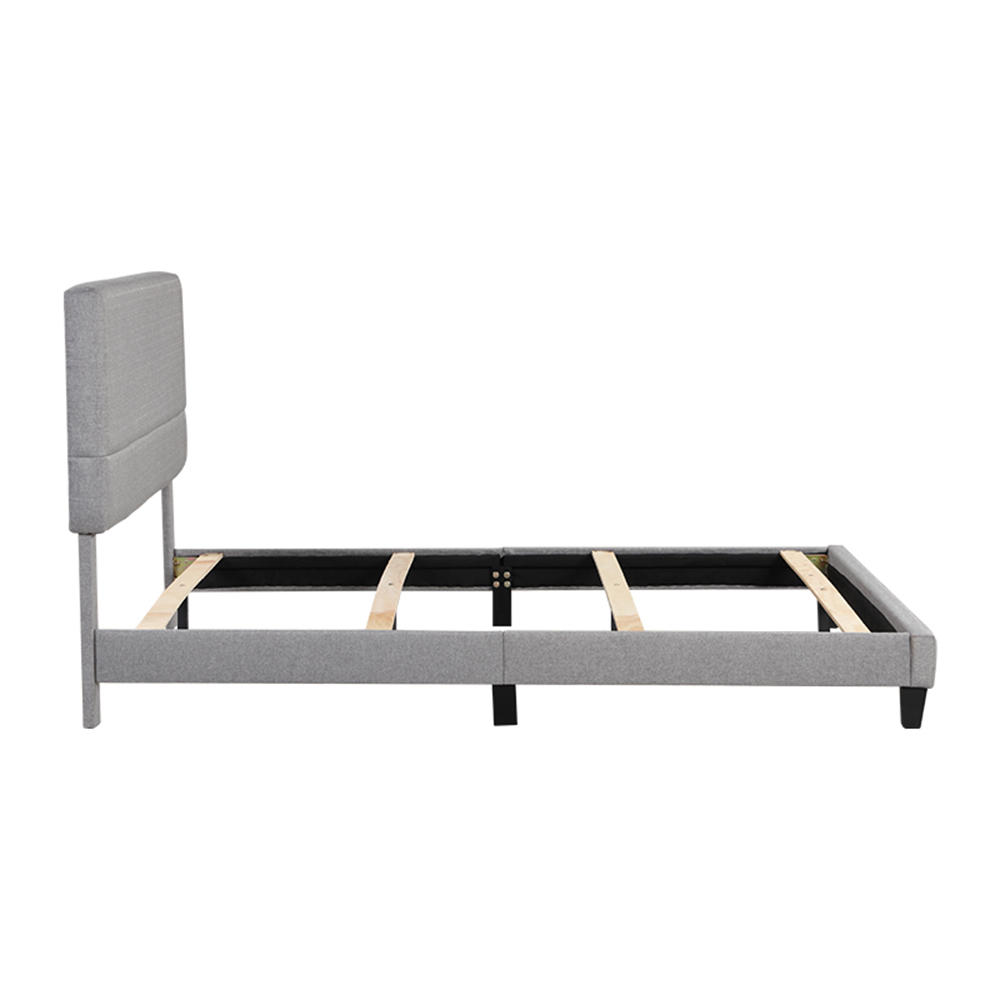 Full-Size Upholstered Platform Bed Frame with Headboard and Wooden Slats Support, No Box Spring Needed (Only Frame) - Gray