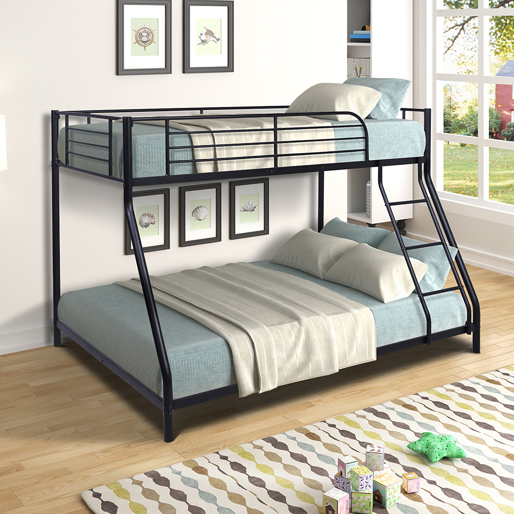 New Twin-Over-Full Size Bunk Bed Frame with Ladder, and Metal Slats ...