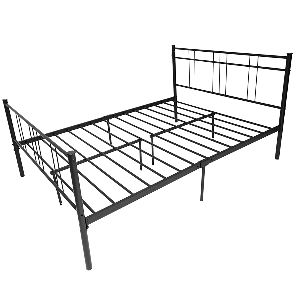 Full-Size Metal Platform Bed Frame with Headboard and steel Slats Support, No Box Spring Needed (Only Frame) - Black