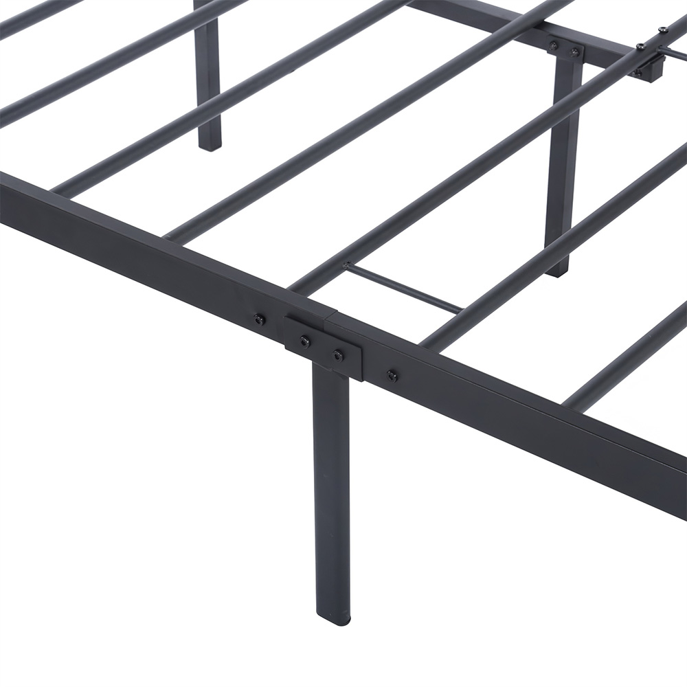 Full-Size Nordic Style Metal Platform Bed Frame with Headboard and Metal Slats Support, No Box Spring Needed (Only Frame) - Black