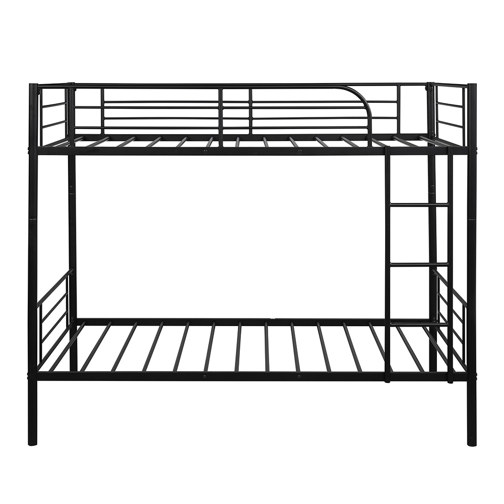 Twin-Over-Twin Size Bunk Bed Frame with Ladder, and Metal Slats Support, No Spring Box Required (Frame Only) - Black