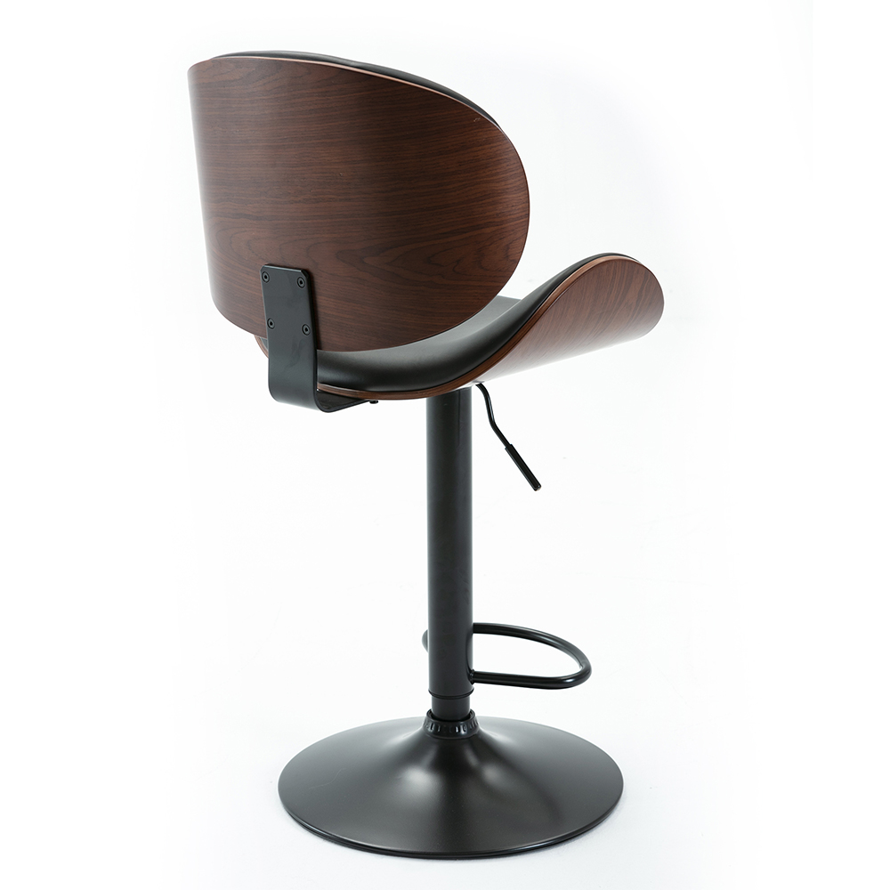 HengMing PU Leather Adjustable Bar Chair Set of 2, for Restaurant, Cafe, Tavern, Office, Living Room - Black