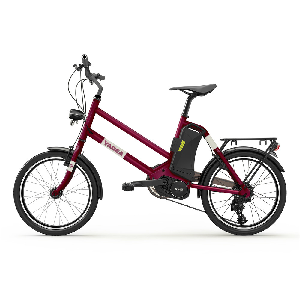 YADEA YT300 20 inch Touring Electric City Bike 350W OKAWA Mid Drive Motor SHIMANO 7-Speed Rear Derailleur 36V 7.8Ah Removable Battery 25km/h Max speed up to 60km Max Range LED Headlight - Red