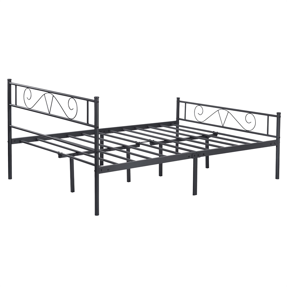 Full-Size Nordic Style Metal Platform Bed Frame with Headboard and Metal Slats Support, No Box Spring Needed (Only Frame) - Black