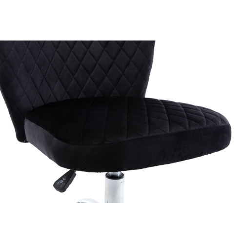 Velvet Rotating Chair Height Adjustable with Curved Backrest and Casters for Living Room, Bedroom, Dining Room, Office - Black