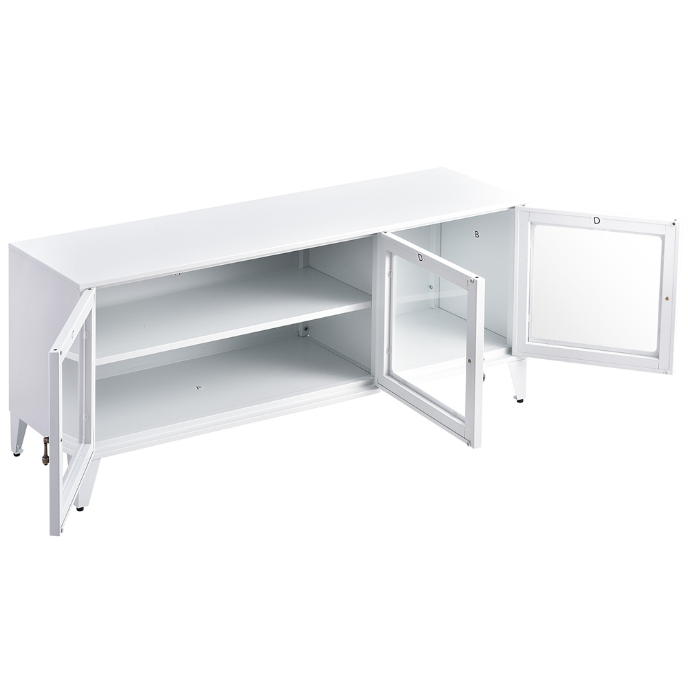 47" Metal TV Stand with 3 Doors and Storage Shelves, Suitable for Placing TVs up to 55", for Living Room, Entertainment Center - White