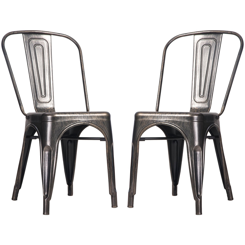 Vintage Metal Dining Chair Set, Black Metal Dining Chairs Set Of 2
