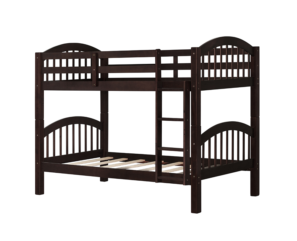 Twin-Over-Twin Size Bunk Bed Frame with Ladder, and Wooden Slats Support, No Spring Box Required (Frame Only) - Espresso
