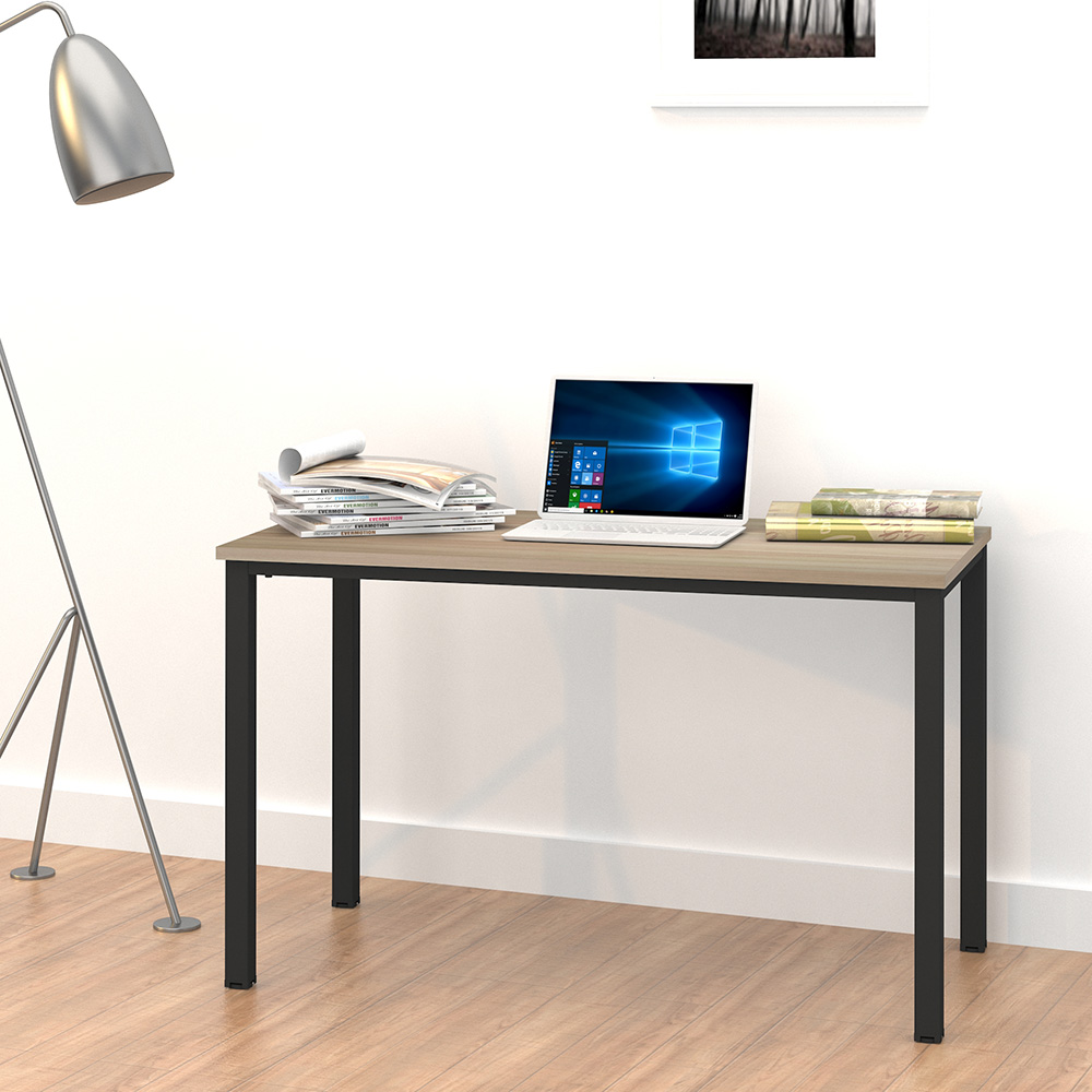 Home Office 47" Computer Desk with Wooden Tabletop and Metal Frame, for Game Room, Office, Study Room - Beige
