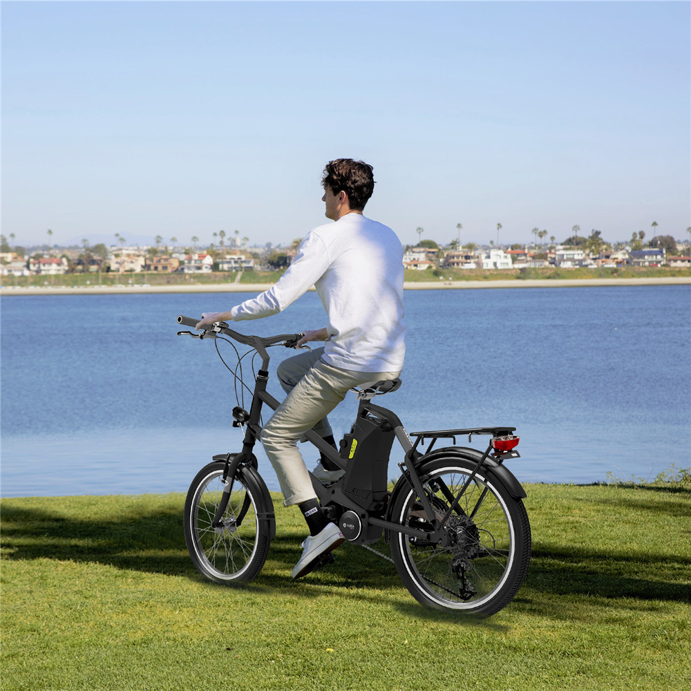 YADEA T300 20 inch Touring Electric City Bike 350W OKAWA Mid Drive Motor SHIMANO 7-Speed Rear Derailleur 36V 7.8Ah Removable Battery 25km/h Max speed up to 60km Max Range LED Headlight - Black