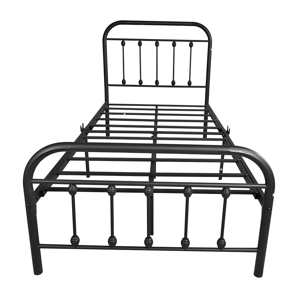 Twin-Size Metal Platform Bed Frame with Headboard and Steel Slats Support, No Box Spring Needed (Only Frame) - Black