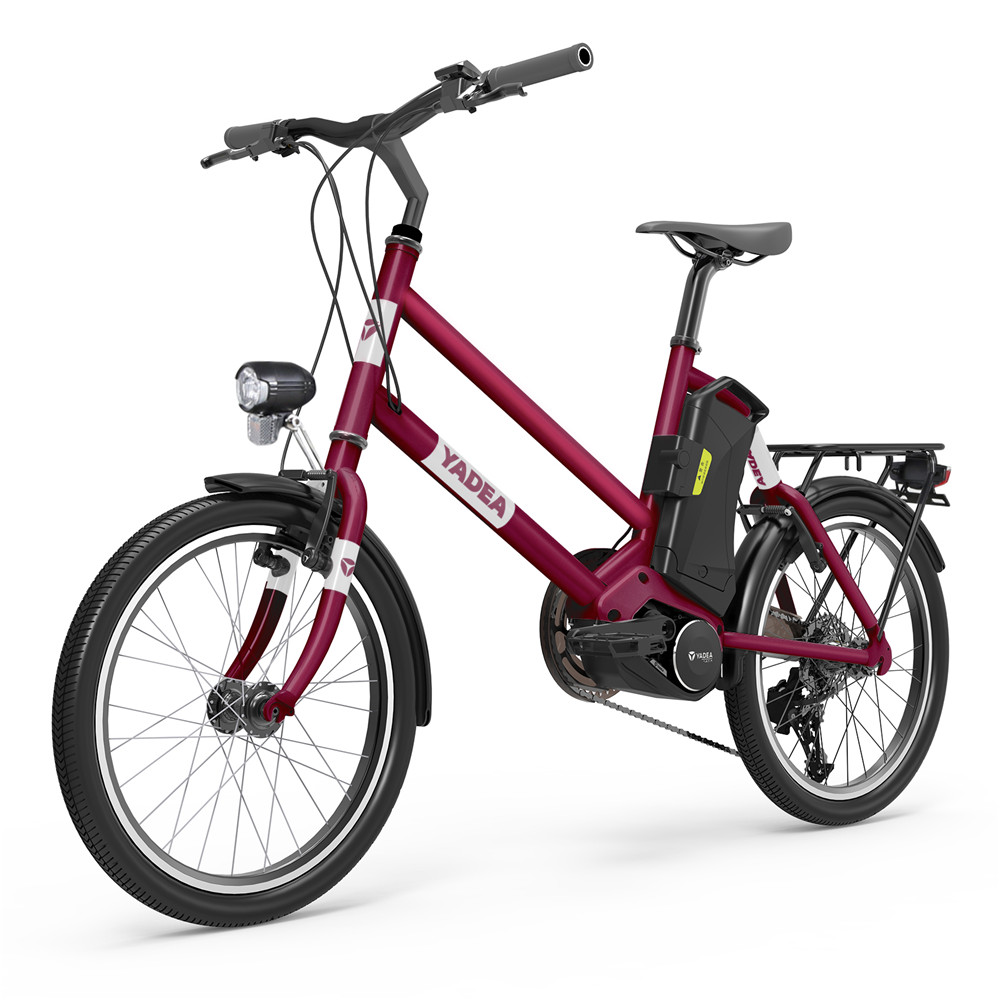 YADEA YT300 20 inch Touring Electric City Bike 350W OKAWA Mid Drive Motor SHIMANO 7-Speed Rear Derailleur 36V 7.8Ah Removable Battery 25km/h Max speed up to 60km Max Range LED Headlight - Red