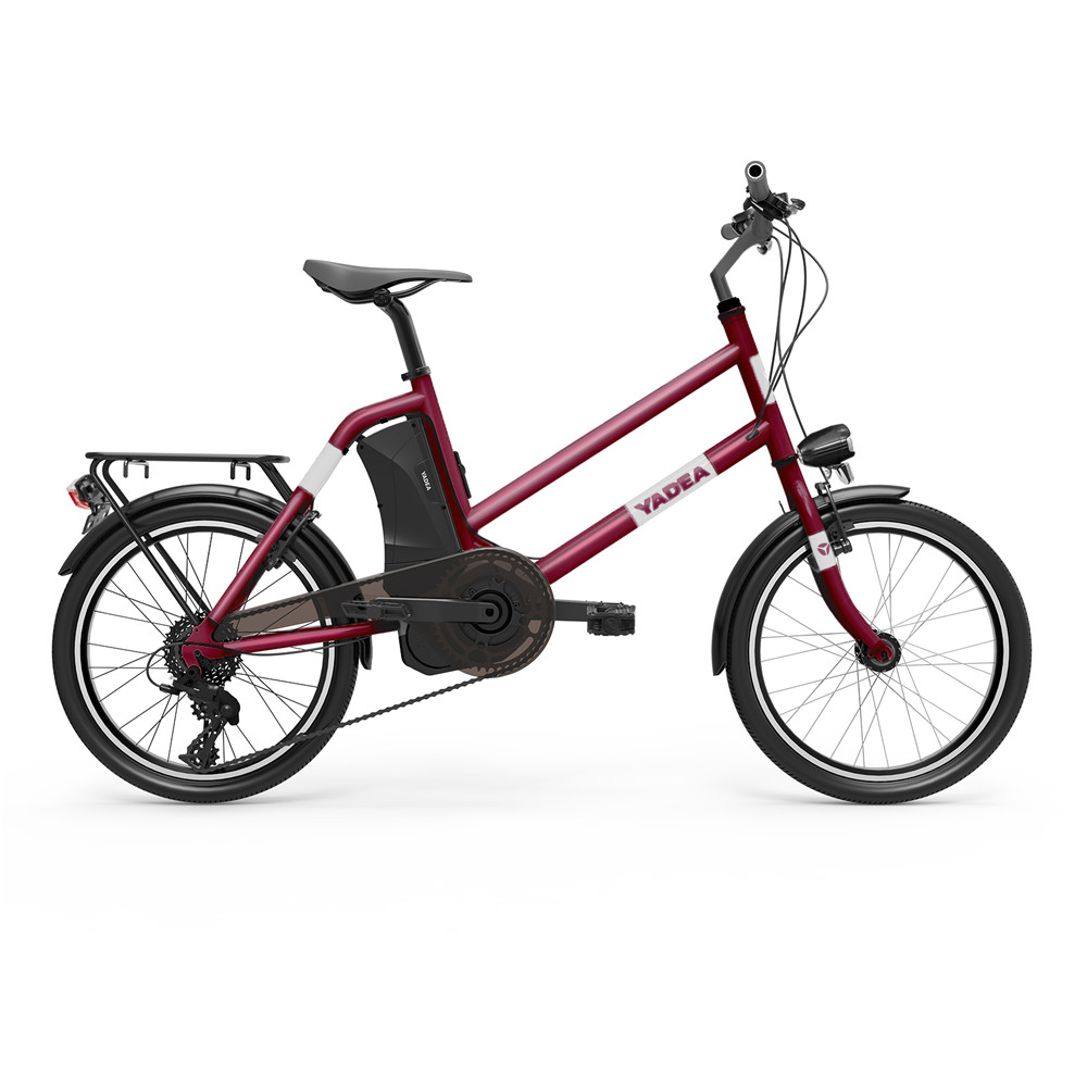 YADEA YT300 20 inch Touring Electric City Bike 350W OKAWA Mid Drive Motor SHIMANO 7-Speed Rear Derailleur 36V 7.8Ah Removable Battery 25km/h Max speed up to 60km Max Range LED Headlight - Red