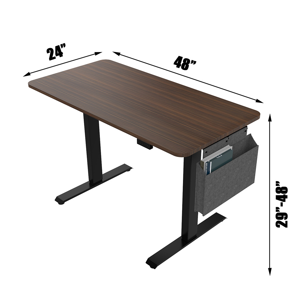 Home Office 48" Electric Lift Computer Desk with Wooden Tabletop, Metal Frame, Headset Hook and Storage Bag, for Game Room, Office, Study Room - Black