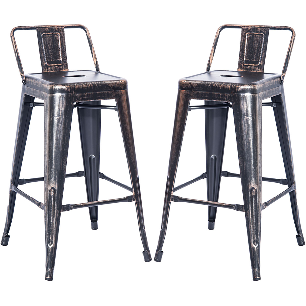 TREXM Modern Distressed Style Metal Bar Set, Including 1 Table and 2 Chairs, for Kitchen, Living Room, Bar, Restaurant - Black