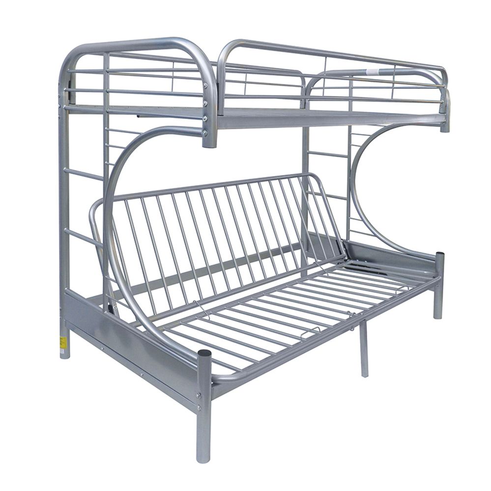 ACME Eclipse Twin-Over-Full Size Bunk Bed Frame With Ladder, And Metal Slats Support, No Spring Box Required (Frame Only) - Silver 5 ACME Eclipse Twin-Over-Full Size Bunk Bed Frame with Ladder, and Metal Slats Support, No Spring Box Required (Frame Only) - Silver