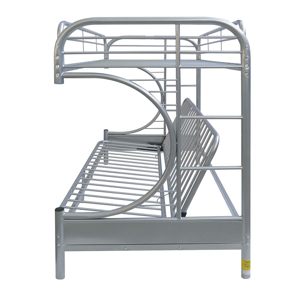 ACME Eclipse Twin-Over-Full Size Bunk Bed Frame With Ladder, And Metal Slats Support, No Spring Box Required (Frame Only) - Silver 6 ACME Eclipse Twin-Over-Full Size Bunk Bed Frame with Ladder, and Metal Slats Support, No Spring Box Required (Frame Only) - Silver