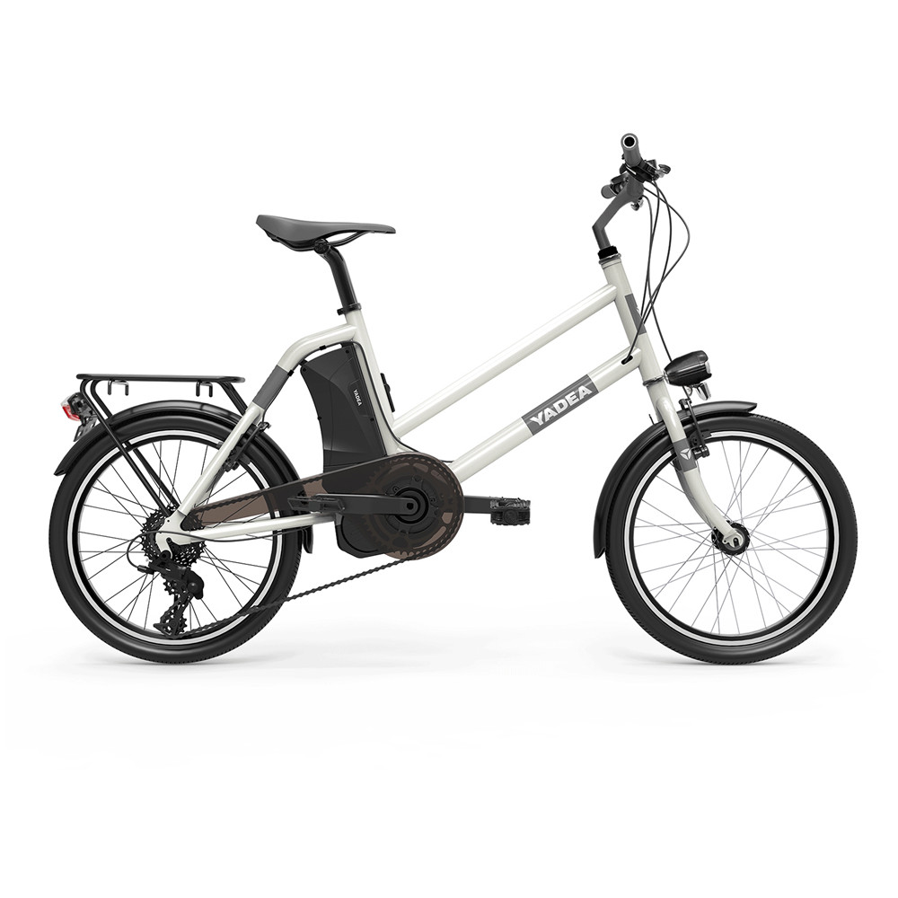 YADEA YT300 20 inch Touring Electric City Bike 350W OKAWA Mid Drive Motor SHIMANO 7-Speed Rear Derailleur 36V 7.8Ah Removable Battery 25km/h Max speed up to 60km Max Range LED Headlight - White