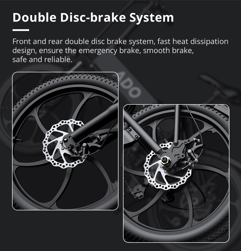 ADO A20 Electric Folding Bike 20 inch City Bicycle 350W Hall Brushless Gear DC Motor SHIMANO 7-Speed Rear Derailleur 36V 10.4Ah Removable Battery 35km/h Max speed up to 60km Max Range IPX5 Double Shock-absorption LED Headlight Aluminum alloy Frame - Black