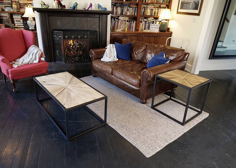 24" Wooden Coffee Table with Metal Frame for Kitchen, Restaurant, Office, Living Room, Bedroom - Brown