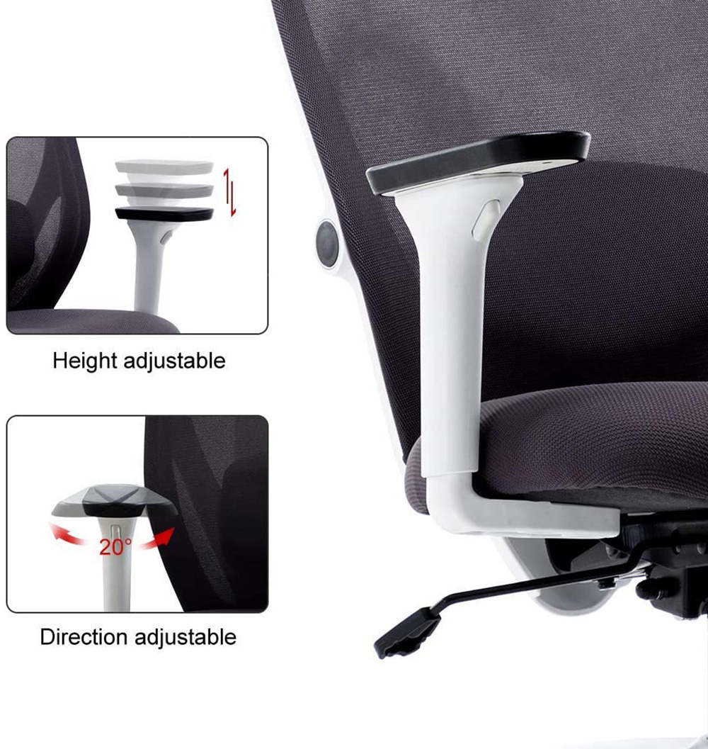 Art Lift Mesh Rotatable Office Chair Height Adjustable with Ergonomic High Backrest and Headrest - White