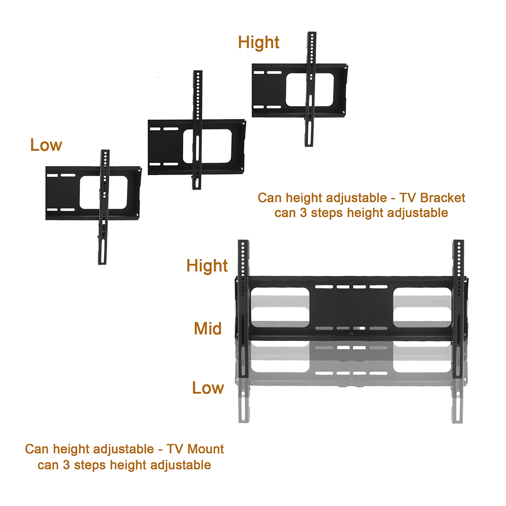 44" Tempered Glass Swivel TV Stand, Height Adjustable Universal Media Storage Stand, for Living Room, Entertainment Center - Black