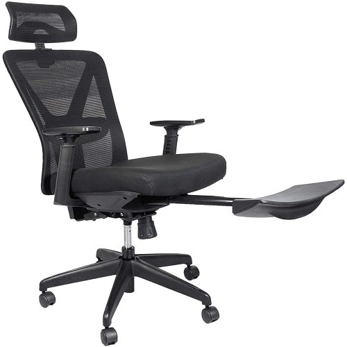 Art Life Reclining Mesh Office Chair Height Adjustable with Ergonomic High Backrest and Hidden Footrest - Black