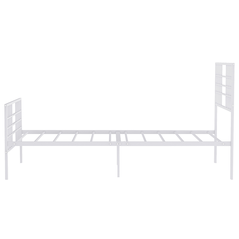 Twin-Size Metal Platform Bed Frame with Headboard and steel Slats Support, No Box Spring Needed (Only Frame) - White