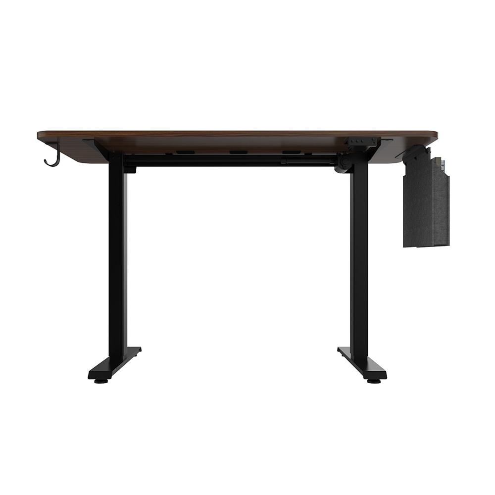 Home Office 48" Electric Lift Computer Desk with Wooden Tabletop, Metal Frame, Headset Hook and Storage Bag, for Game Room, Office, Study Room - Black