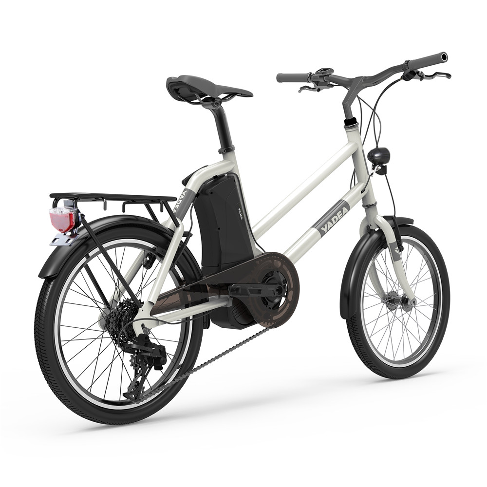 YADEA YT300 20 inch Touring Electric City Bike 350W OKAWA Mid Drive Motor SHIMANO 7-Speed Rear Derailleur 36V 7.8Ah Removable Battery 25km/h Max speed up to 60km Max Range LED Headlight - White
