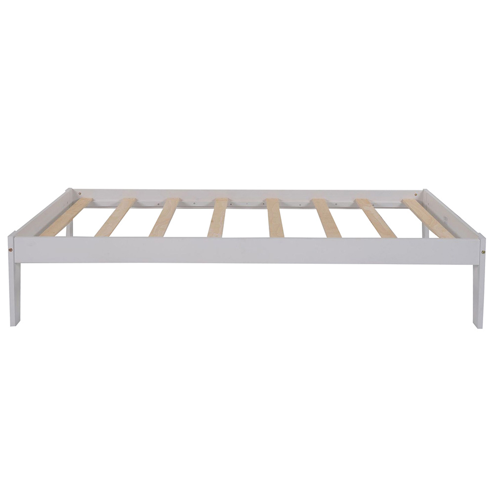Twin-Size Platform Bed Frame with Wooden Slats Support, No Box Spring Needed (Only Frame) - White