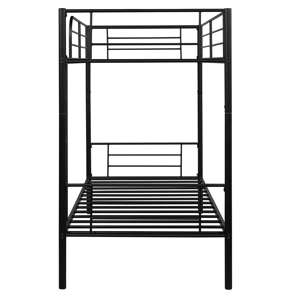 Twin-Over-Twin Size Bunk Bed Frame with Ladder, and Metal Slats Support, No Spring Box Required (Frame Only) - Black