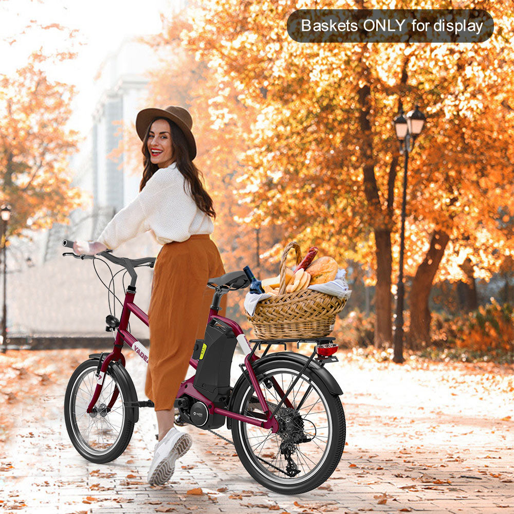 YADEA YT300 20 inch Touring Electric City Bike 350W OKAWA Mid Drive Motor SHIMANO 7-Speed Rear Derailleur 36V 7.8Ah Removable Battery 25km/h Max speed up to 60km Max Range LED Headlight - Red