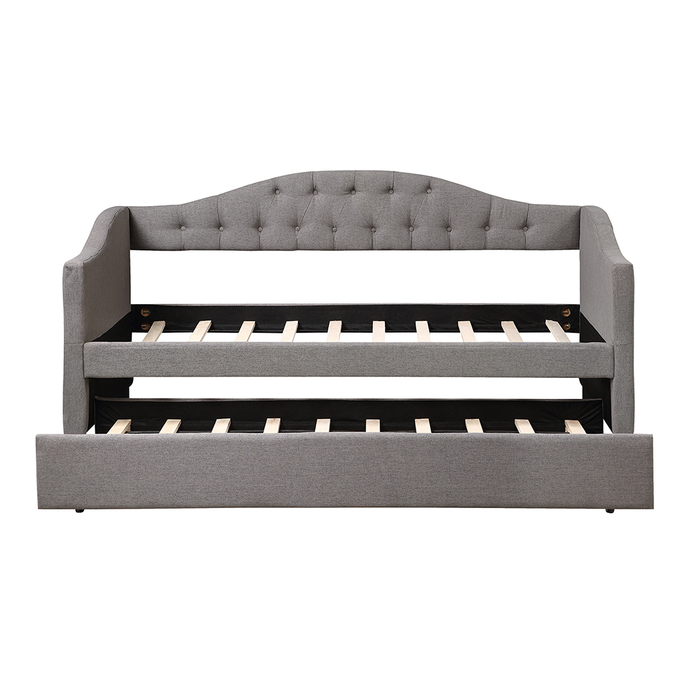 New Twin Size Upholstered Daybed with Trundle Bed, and Wooden Slats ...